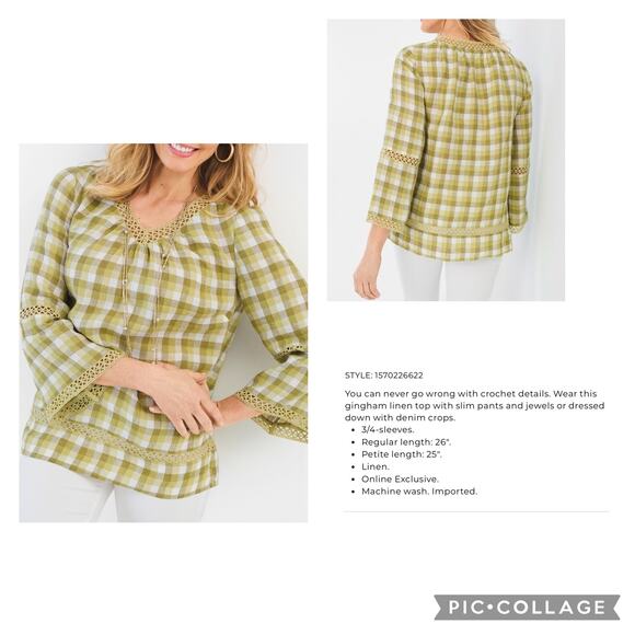 Chicos crochet Gingham Boho Blouse XL 3 - Picture 2 of 8